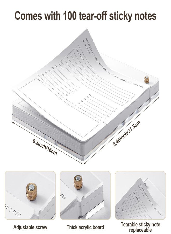 Affrolling Acrylic Drafters Tablet Planner with 100 Sheets Daily Binder Pad - 6.3 W x 8.46 H for Office Home Desk Accessory - Image 2